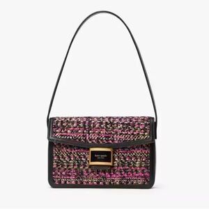 Kate Spade Black and Pink Tweed flap Shoulder Bag
